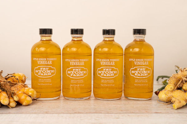 Raw Vinegar 4 Pack, Apple Ginger Turmeric, organic